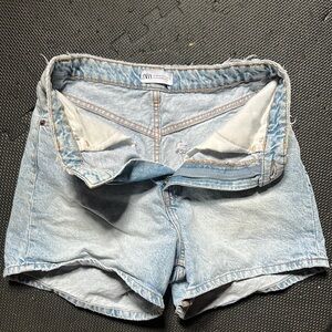 Zara Blue Jean Shorts Relaxed Fit Cuffed Hem